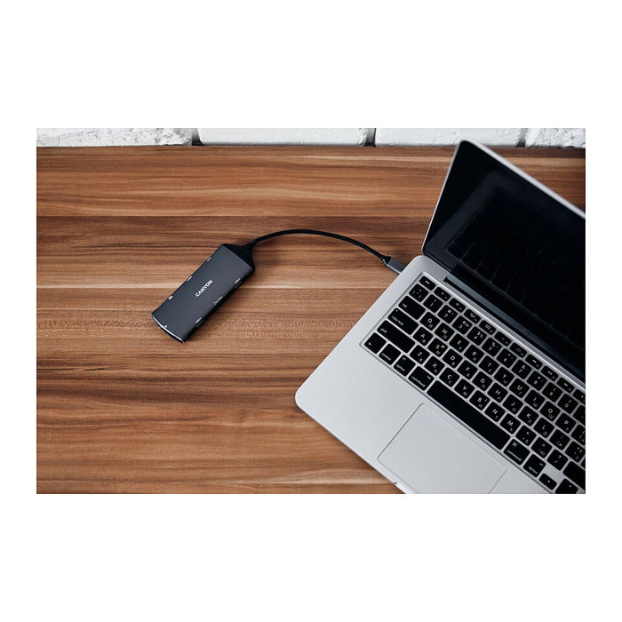 Canyon DS-15 Multiport Docking Station 8 en 1 con HDMI 4K y USB-C 100W Gris oscuro