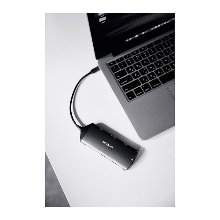 Canyon DS-15 Multiport Docking Station 8 en 1 con HDMI 4K y USB-C 100W Gris oscuro