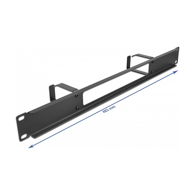 DeLOCK Panel de gestión de cables 19″ con abertura y 2 ganchos 1U negro