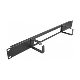 DeLOCK Panel de gestión de cables 19″ con abertura y 2 ganchos 1U negro