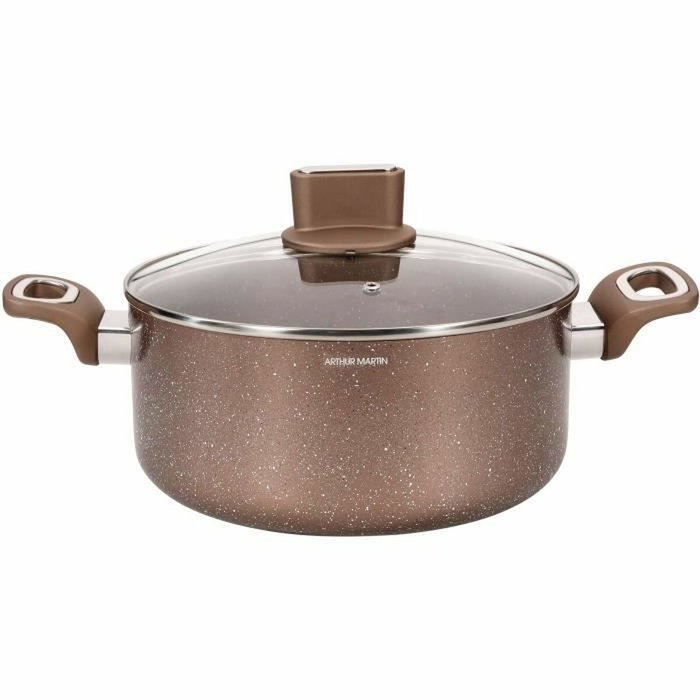 Arthur Martin Olla AM5531 de 28 cm con tapa de vidrio y aluminio