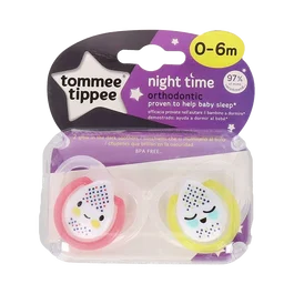Tommee Tippee Chupete Night Time Silicona Redondo 0-6 Meses 2 Unidades Noche