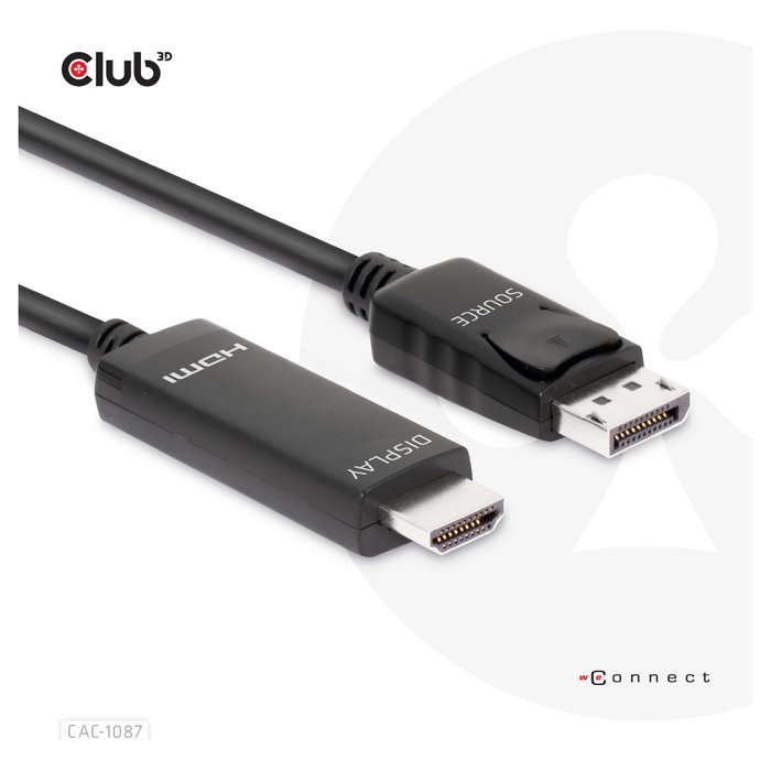 Club3D Cable DisplayPort 1.4 a HDMI 2.1 HDR Activo 8K60Hz 3m CAC-1087 Negro