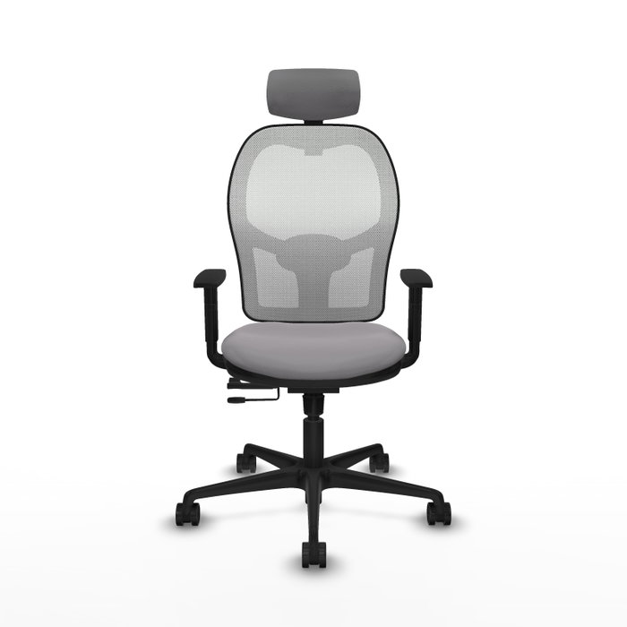 PIQUERAS Y CRESPO Silla de oficina Jorquera con mecanismo Sincro/Traslack, Similpiel Gris y Malla Blanca