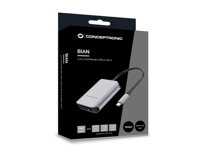Conceptronic BIAN09G Lector de Tarjetas USB-C para CFast 2.0, SD y MicroSD