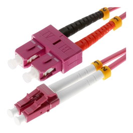 Helos Cable de fibra óptica OM4 dúplex LC/SC 7,5 m violeta
