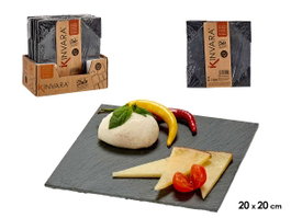 KINVARA Pizarra Aperitivo Cuadrada 20x20cm Negro