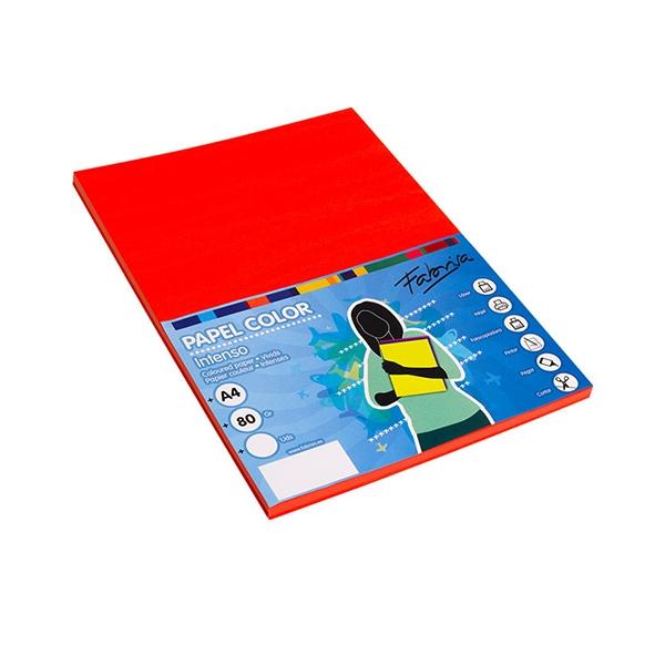 FABRISA Paquete de Papel A4 Color Rojo 80g de 100 Hojas