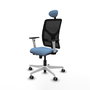 PIQUERAS Y CRESPO Silla de oficina Motilla con mecanismo Sincro/Traslack, Azul cielo y Negro
