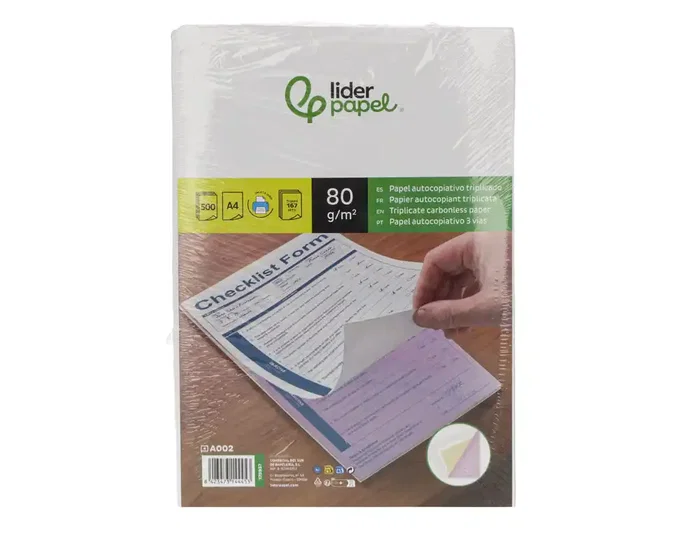 Liderpapel - Papel Autocopiativo A4 Triplicado 80 g, 500 Hojas (Blanco, Amarillo, Rosa), Paquete 167 Hojas