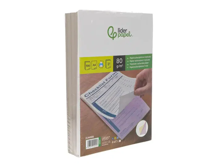 Liderpapel - Papel Autocopiativo A4 Triplicado 80 g, 500 Hojas (Blanco, Amarillo, Rosa), Paquete 167 Hojas