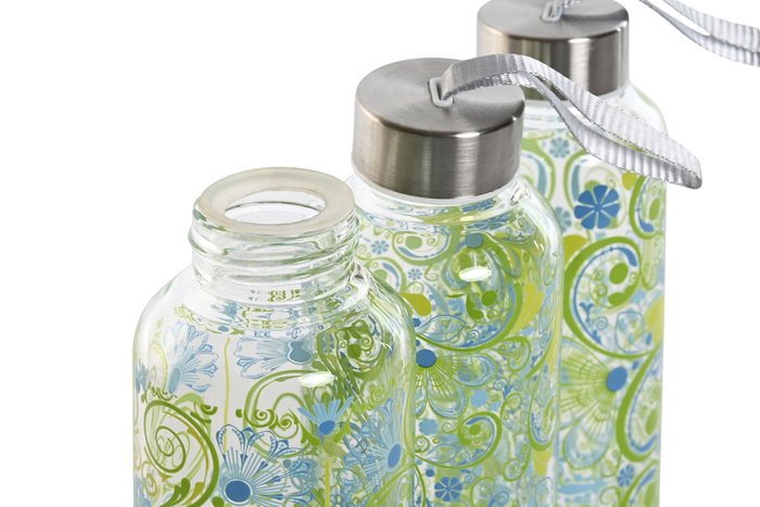DKD Home Decor Botellas de Borosilicato Estilo Árabe, 550ml, Surtido de Colores