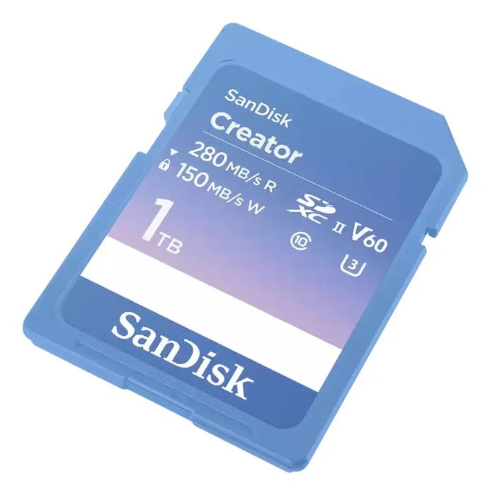 SanDisk Tarjeta de memoria SanDisk Creator SDXC UHS-II 1 TB, Clase 10, U3, V60, velocidad lectura 280 MB/s, escritura 150 MB/s, Azul