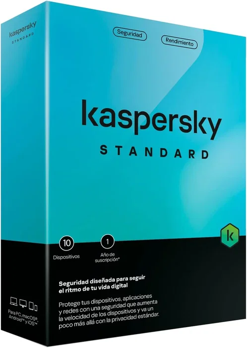 Kaspersky Standard - Antivirus, Antimalware y Herramientas de Optimización - 1 Año / 10 Dispositivos - Licencia en Español