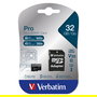 Verbatim 32GB Tarjeta de Memoria MicroSDHC Pro, Clase 10, UHS-I, Lectura 90MB/s + Adaptador SD