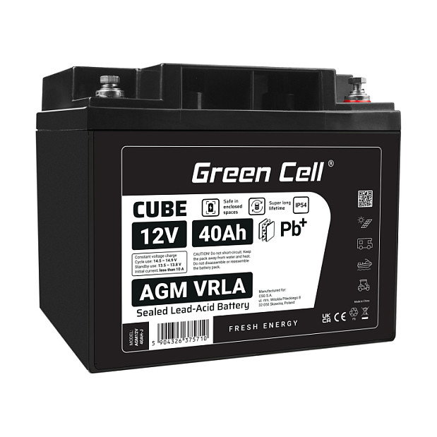 Green Cell CUBE AGM 12V 40Ah VRLA IP54 Green Cell CUBE AGM 12V 40Ah VRLA IP54