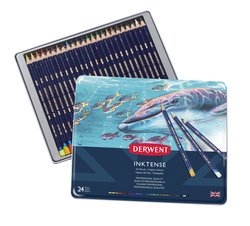 Derwent Inktense Lápices de Colores de Acuarela, Caja Metálica de 24 Unidades Derwent Inktense Lápices de Colores de Acuarela, Caja Metálica de 24 Unidades