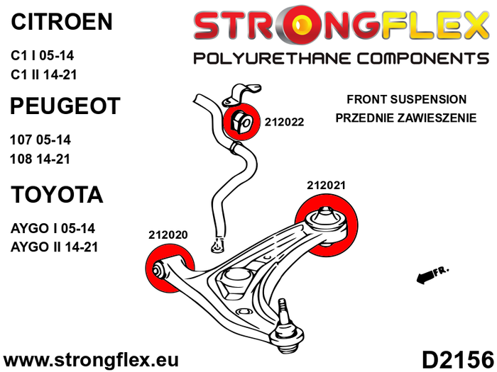 StrongFlex STF212021B Silentblock Brazo de Control Trasero Delantero