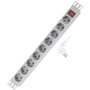 LogiLink Regleta PDU de 19 pulgadas con 9 tomas y conmutador Gris claro