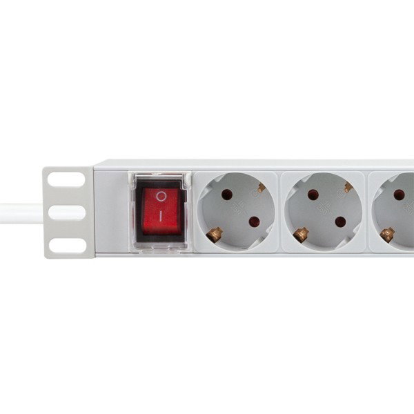 LogiLink Regleta PDU de 19 pulgadas con 9 tomas y conmutador Gris claro LogiLink Regleta PDU de 19 pulgadas con 9 tomas y conmutador Gris claro