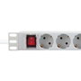 LogiLink Regleta PDU de 19 pulgadas con 9 tomas y conmutador Gris claro