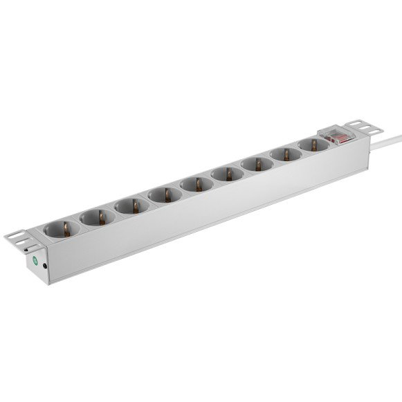 LogiLink Regleta PDU de 19 pulgadas con 9 tomas y conmutador Gris claro LogiLink Regleta PDU de 19 pulgadas con 9 tomas y conmutador Gris claro
