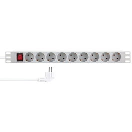 LogiLink Regleta PDU de 19 pulgadas con 9 tomas de corriente e interruptor, Gris claro