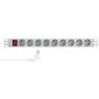 LogiLink Regleta PDU de 19 pulgadas con 9 tomas y conmutador Gris claro