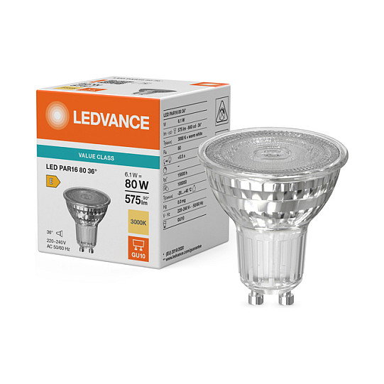 OSRAM PAR16 80 36° P LED Reflector GU10 6.1W Blanco Cálido OSRAM PAR16 80 36° P LED Reflector GU10 6.1W Blanco Cálido