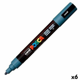 POSCA Marcador PC-5M Gris Pizarra Punta Forma de Bala (Set de 6)