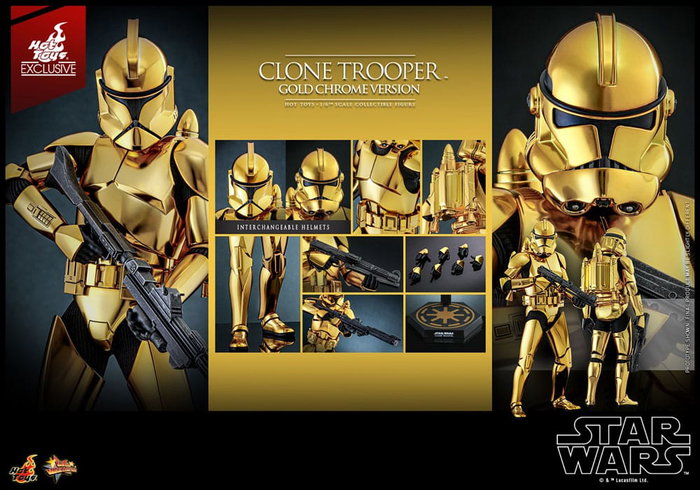 Star Wars Figura 1/6 Clone Trooper (Gold Chrome Version) Exclusive 30 cm