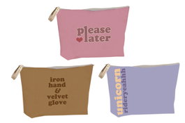DKD Home Decor Surtido de 3 Neceseres PASTEL CLAIM en Lienzo y Poliéster (Rosa, Azul, Marrón) inevitablemente estiloso