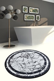 Mijölnir Marmor Redonda 120 cm Alfombrilla de Baño Antideslizante Antibacteriana 100% Poliéster Lavable 30°C