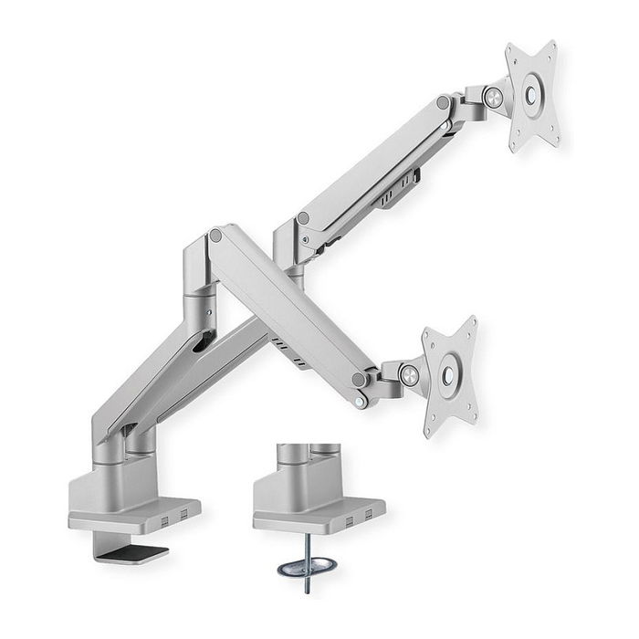 ROLINE Soporte LCD Doble Brazo de Mesa con Gasfeder, 17-32 Pulgadas, 2x 9 kg, Plata - 17.03.1158 ROLINE Soporte LCD Doble Brazo de Mesa con Gasfeder, 17-32 Pulgadas, 2x 9 kg, Plata - 17.03.1158