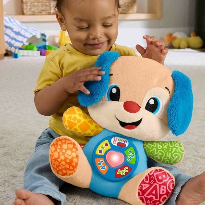 Fisher-Price Peluche musical de despertar progresivo con forma de cachorro que ríe y aprende