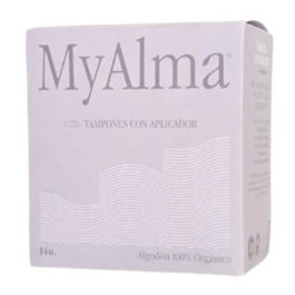 MYALMA Tampones Super con aplicador 100% algodón, 14 uds.