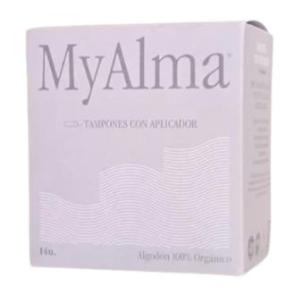 MYALMA Tampones Super con aplicador 100% algodón, 14 uds.