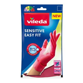 Vileda 168412 Guantes Sensitive Easy Fit Talla M de Nitrilo para Máxima Sensibilidad y Confort, Rosa