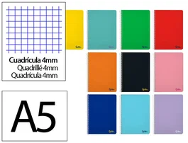Liderpapel Cuaderno Espiral Din A5 Smart Tapa Blanda 80 Hojas 75gr Cuadro 4mm Colores Surtidos