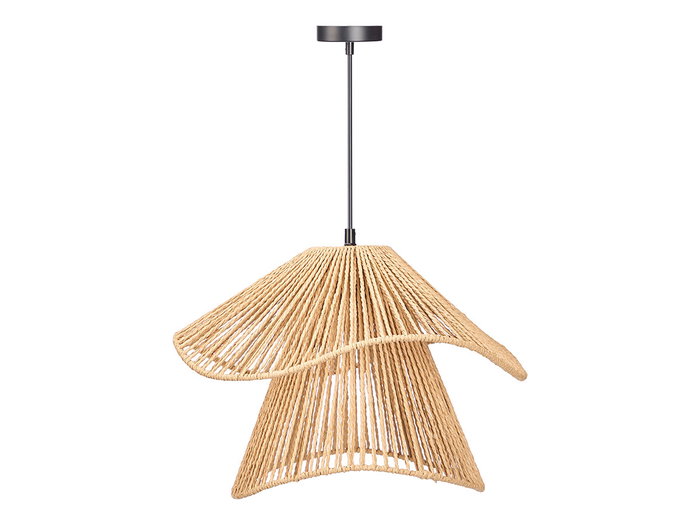 Giftdecor Lámpara de Techo Colgante con Pantalla de Papel, Doble Cable y Estructura de Metal Negro y Natural, 41x30 cm, para Bombilla E27 220-240V (Set de 4)