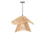 Giftdecor Lámpara de Techo Colgante con Pantalla de Papel, Doble Cable y Estructura de Metal Negro y Natural, 41x30 cm, para Bombilla E27 220-240V (Set de 4)