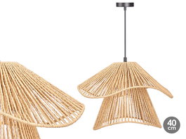 Giftdecor Lámpara de Techo Colgante con Pantalla de Papel, Doble Cable y Estructura de Metal Negro y Natural, 41x30 cm, para Bombilla E27 220-240V (Set de 4)