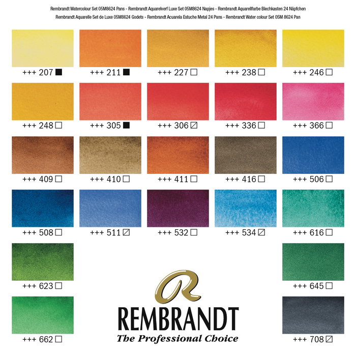 Rembrandt Set de acuarelas metálico con 24 pastillas y pincel