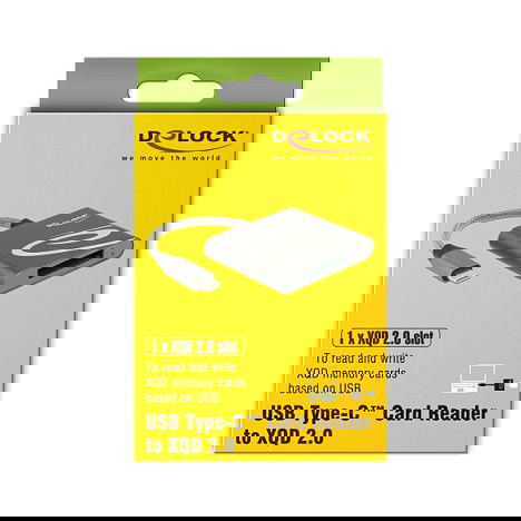 DeLOCK 91746 Lector de Tarjetas USB Tipo-C para CFast 2.0 y XQD, Aluminio, USB 3.2 Gen 1, 5000 Mbit/s