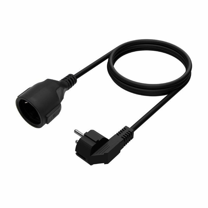 Aisens Cable Alargador de Alimentación Schuko CEE7/M-CEE7/H Negro 3m