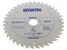 IRWIN Sierra circular de 210 mm con 40 dientes para madera