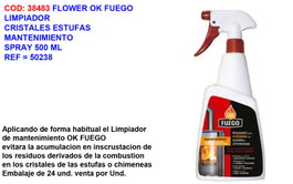 Flower Okfuego Limpiador de Cristales para Estufas y Chimeneas 500 ml