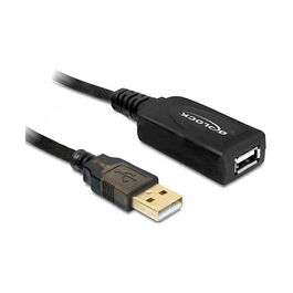 DeLOCK Repetidor USB 2.0, Cable Extensor Macho/Hembra USB Tipo A, 20 Metros, Negro