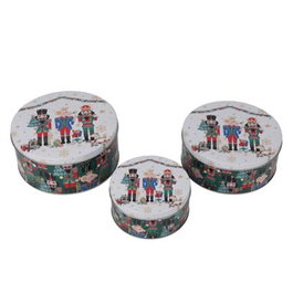 DKD Home Decor Set de 3 Cajas de Metal Cascanueces Multicolor