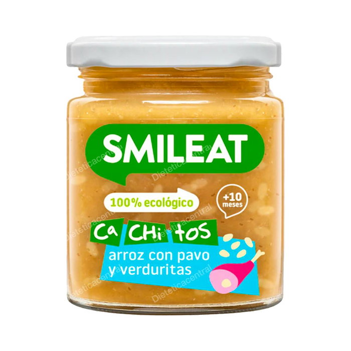 SMILEAT Tarrito de Arroz, Pavo y Verduras con Cachitos 230 g Eco para Bebés